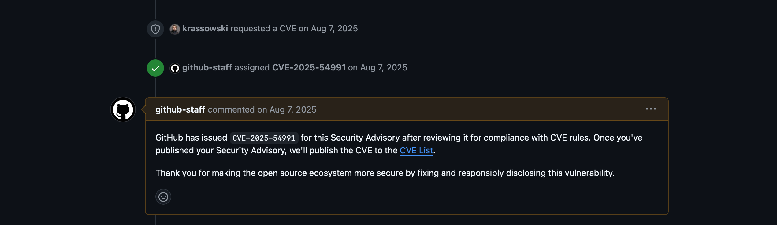 Screenshot showing relevant output
