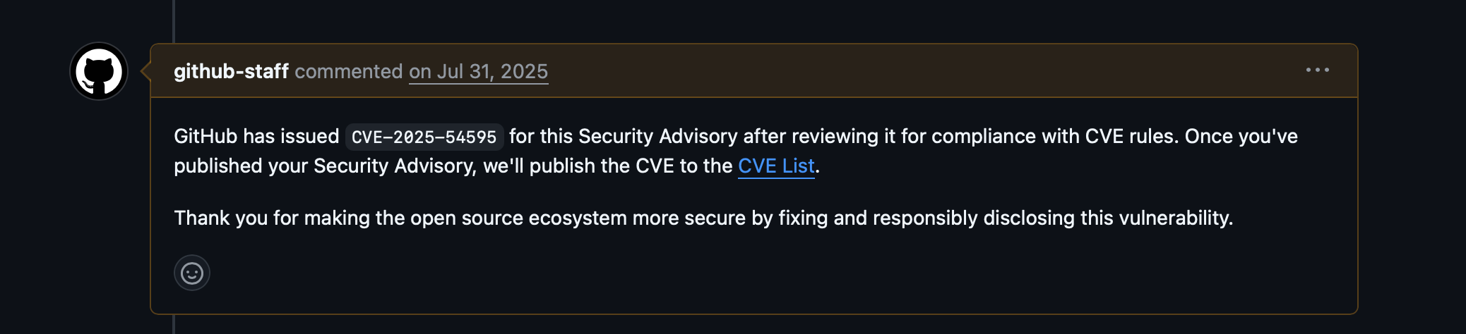 Screenshot showing relevant output